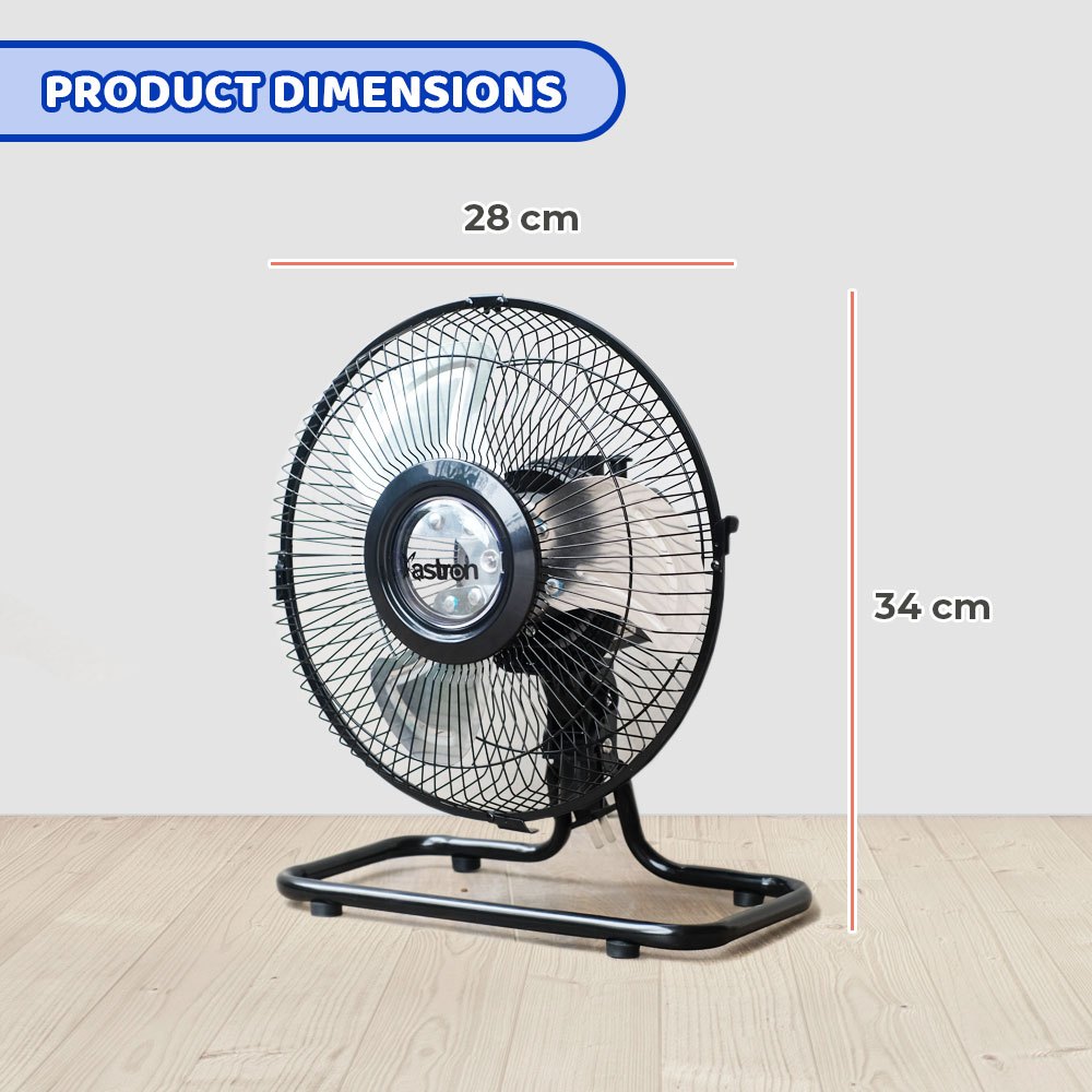 Astron MIRAGE 10" Industrial Floor Fan - Black | 45W | Metal Blade | Electric Fan | Compact Design - Image 3