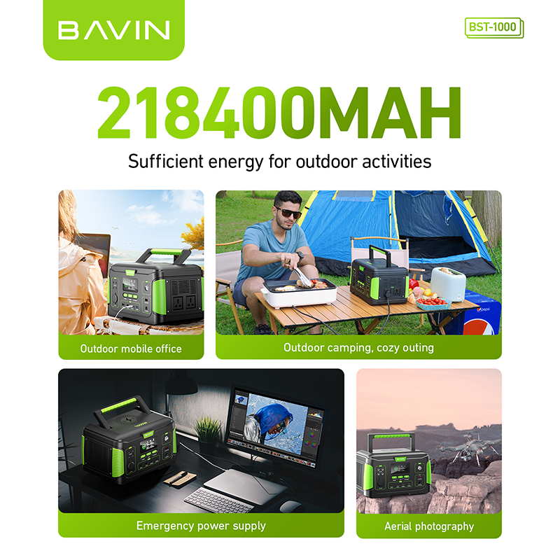 BAVIN BST1000 1000W 218400mAh/ 650W 171600mAh /300W 72800mAh Power Station W/ Solar Panel Input — view 4