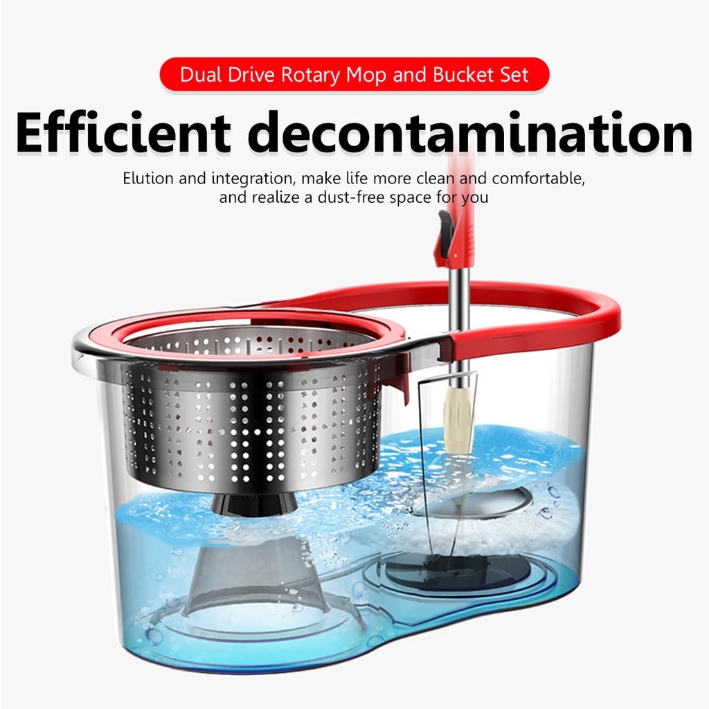 Oimiu 360 Mop With Spinner Rorating Map Squeezer Floor Cleaning Heavy Duty Tornado Mop Bucket Set - Image 5