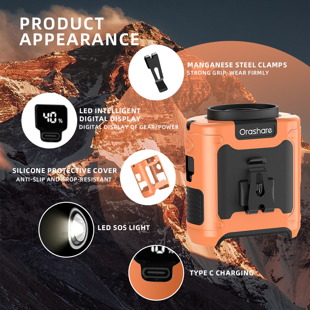 Orashare K50 10000mAh Portable Waist Cooling Fan 3 in 1 Outdoor Fan With Light 5 Speed Wind Clip Fan - Image 7