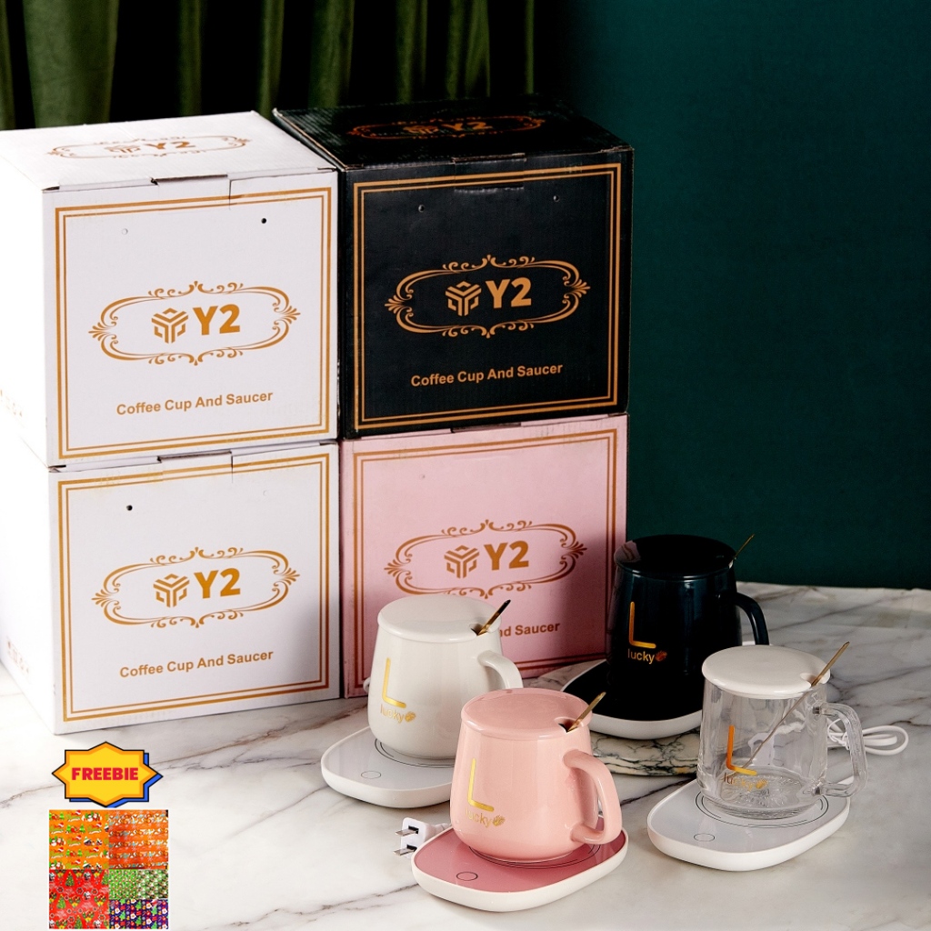 Y2 Ceramic Coffee Cup With Automatic Heating Pad 55°c Coffee Warmer Temperature Christmas Gift