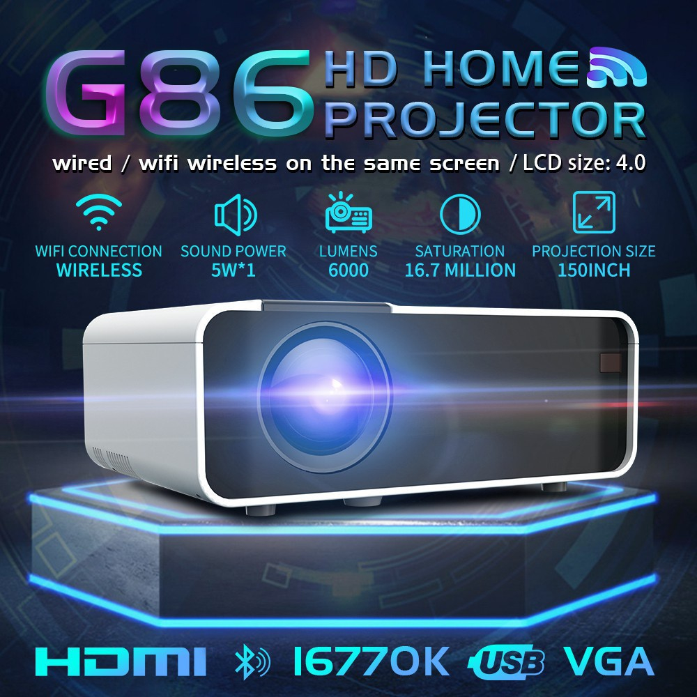 G86 Projector Mini Projector Phone Portable Projector Laptop Lcd 4K HD Small Projecter Home Theater - Image 2