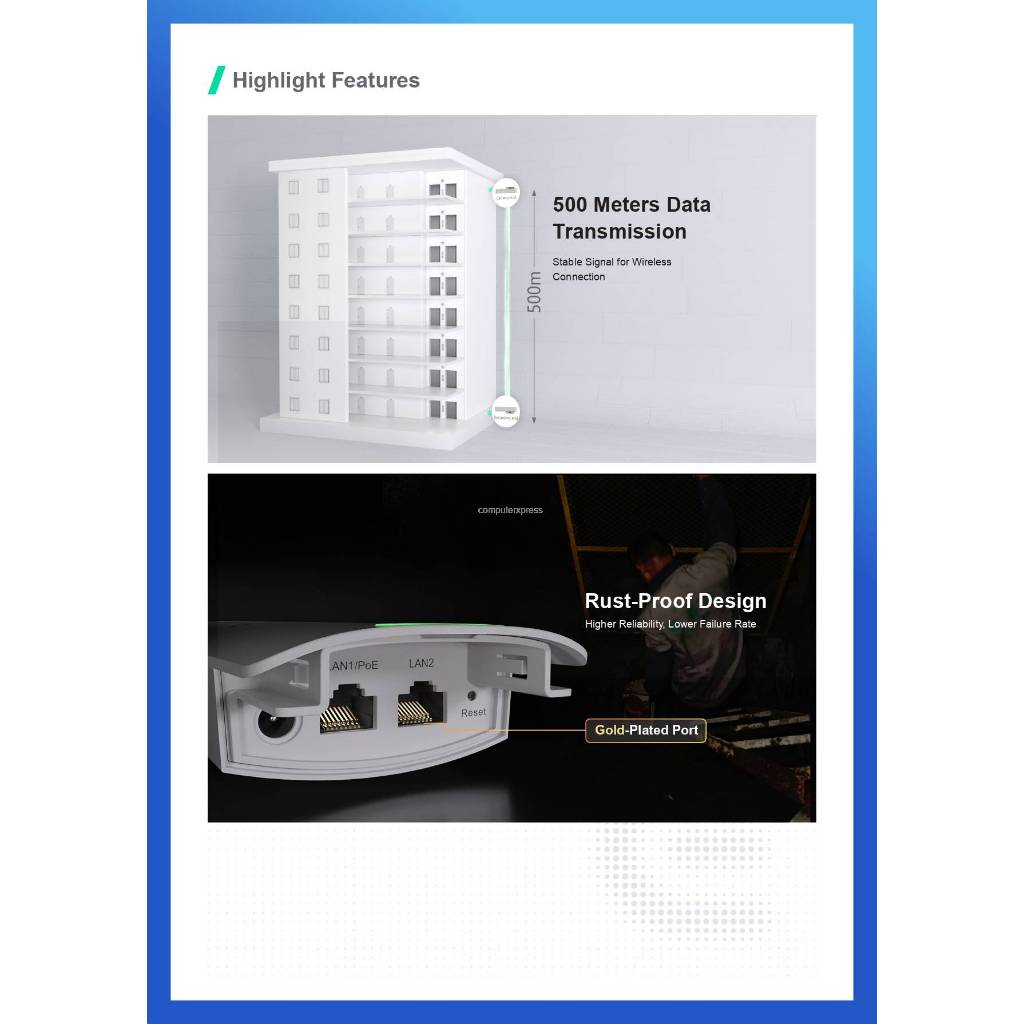 Ruijie | RG-EST100-E | 2.4GHz Dual-stream 500m Wireless Bridge - Image 3