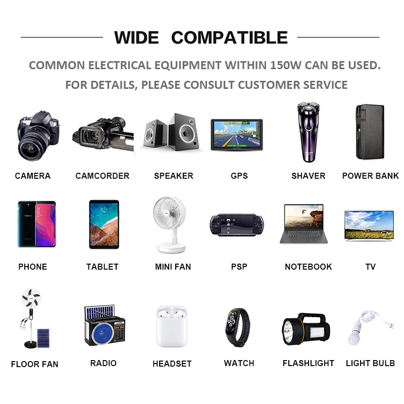 Solar Power Station Portable 300W 200W 150W Multi-Function PowerBank Big Capacity Power Generator - Image 4