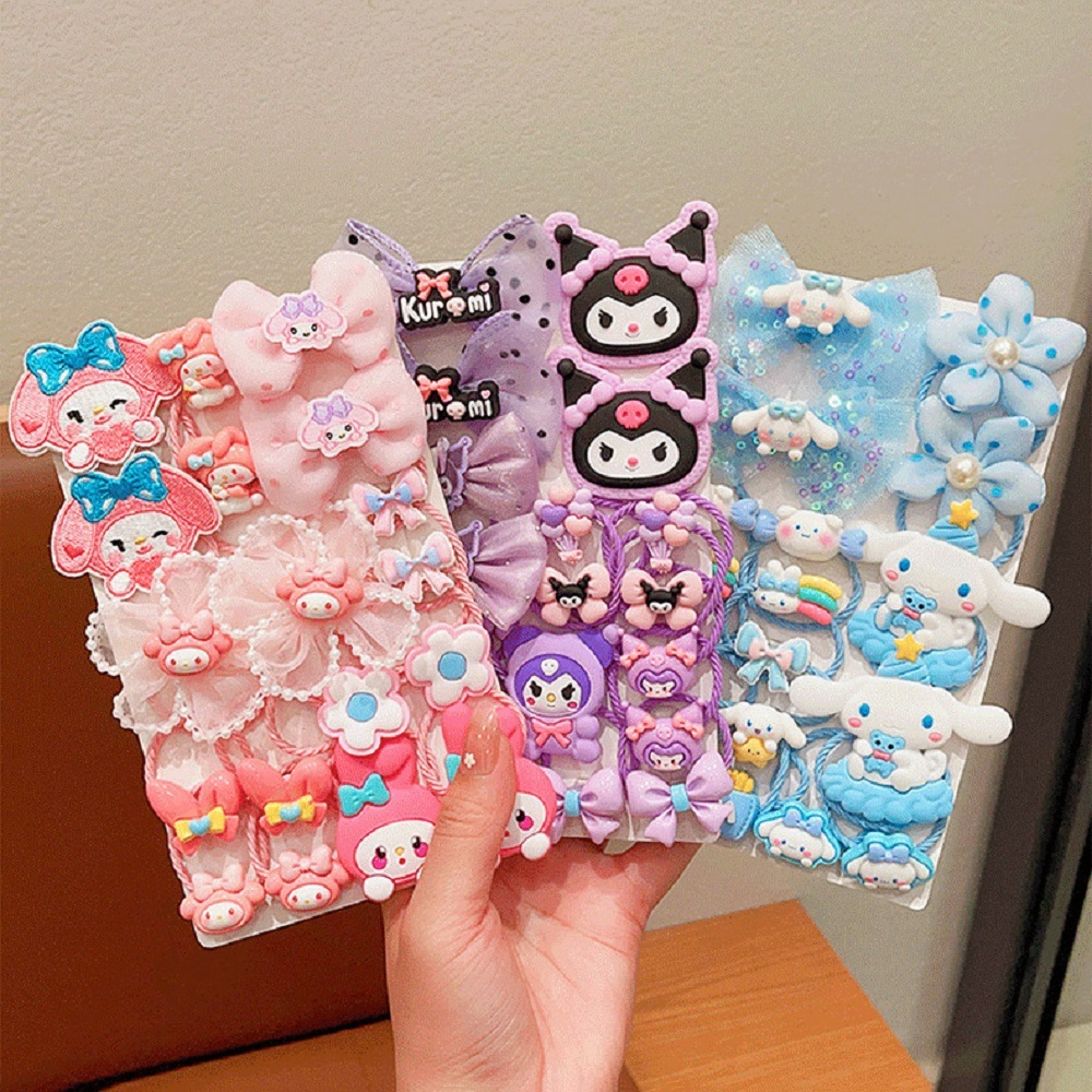 18Pcs Kawaii Sanrio Hair Ties Anime Hair Ring Ornaments Kuromi Cinnamoroll My Melody Hair Rope Clip - Image 6