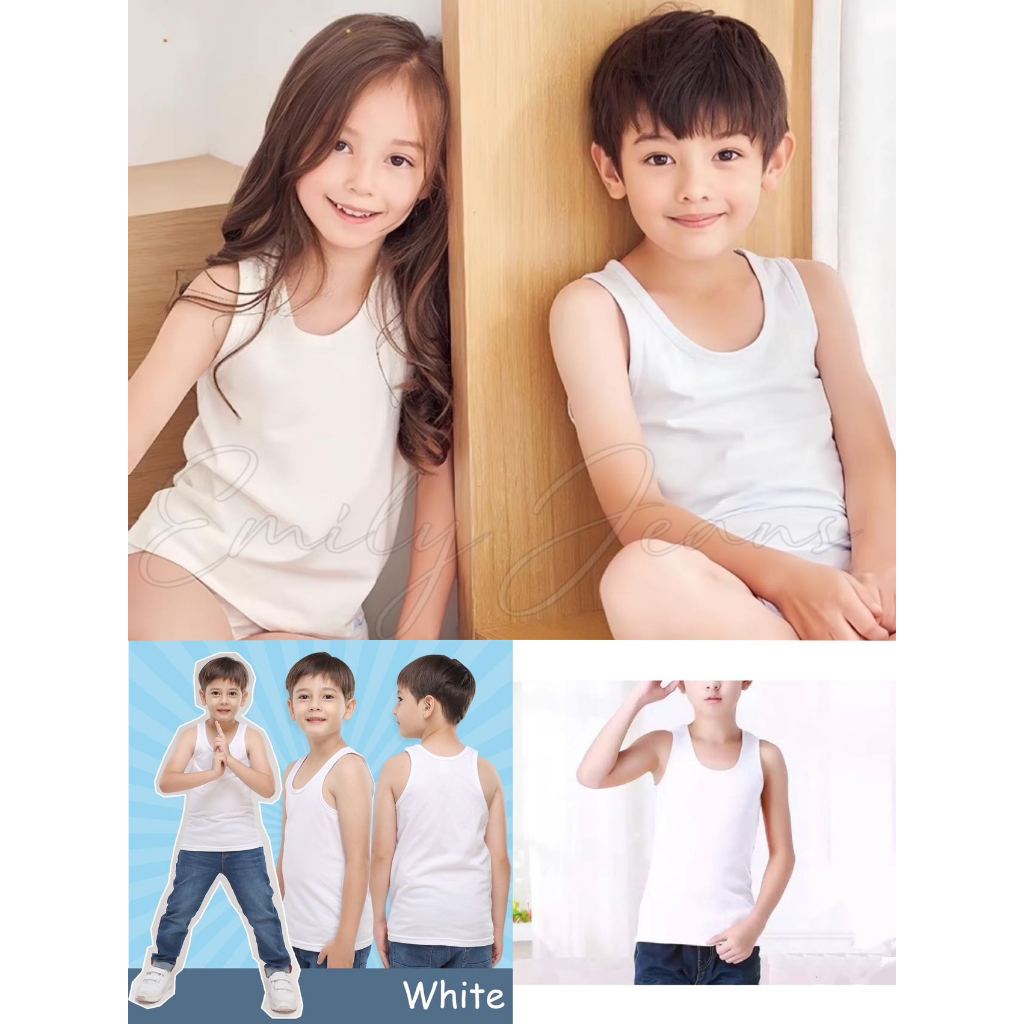 COD New FASHION  Unisex Makapal Makapal Plain White Round Neck T-Shirt and sando - Image 6