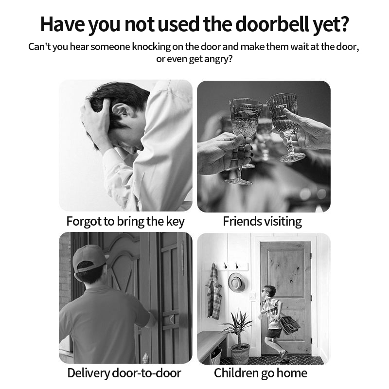 Wireless Doorbell Smart Home Door Bell Waterproof With 62 Ringtones Hole Free Installation battery - Image 6