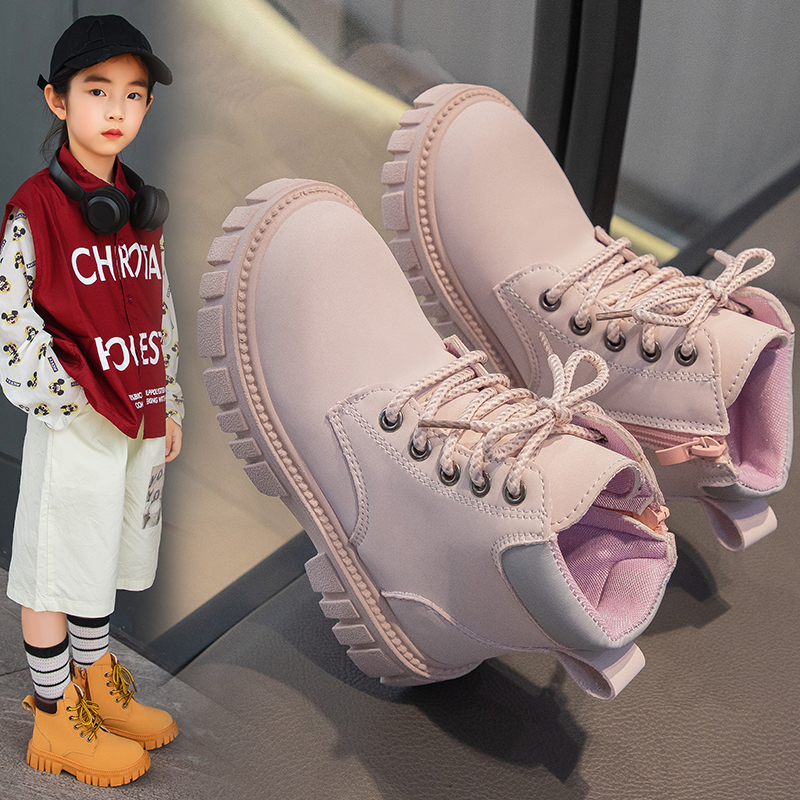 JUSTSL Fashion Children's Short Boots Korean Version Boots Lace-Up Leather Boots 6-10 yearold - Image 3