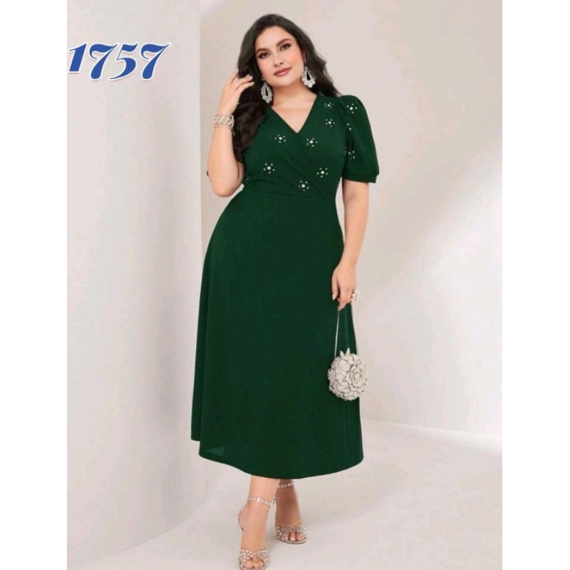 1757 ASY CASUAL V-NECK DRESS (FIT TO XL)