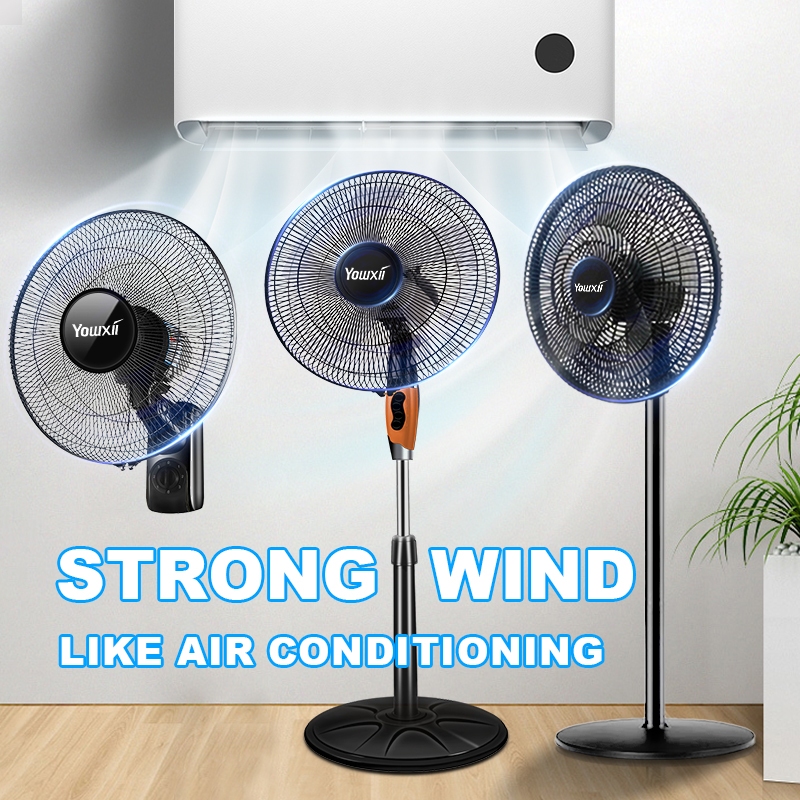 Yowxii Powerful 1-2 Pcs Electric Fan Stand Fan 16 Inch 3 Speed Wall Fan Strong Wind Energy Saving - Image 5
