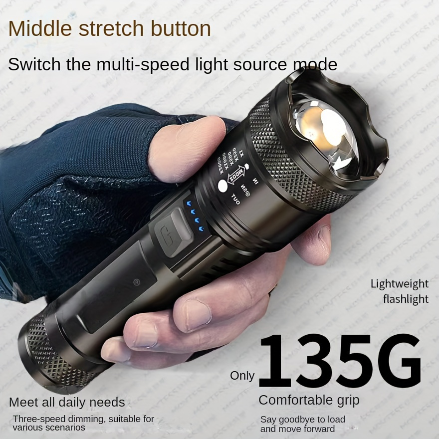 LED Flashlight rechargeable waterproof heavy duty XHP50 Zoomable Headlight flashlight Camping 1000m - Image 3