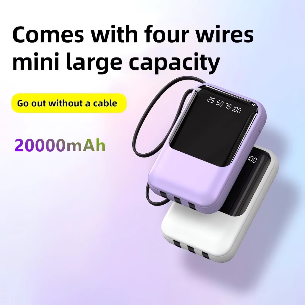 original good quality Power Bank 10000mAh Mini Powerbank Built in Cables Portable fast charging - Image 7