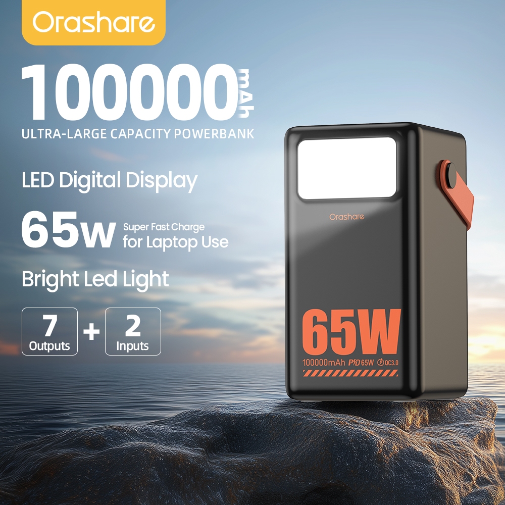 Orashare OL100APro Powerbank 100000mAh PD 65W Super Fast Charging For Laptop Ultra-Large Capacity