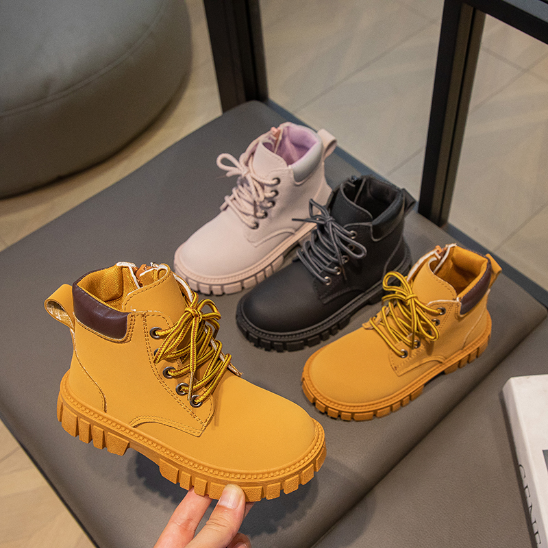 JUSTSL Fashion Children's Short Boots Korean Version Boots Lace-Up Leather Boots 6-10 yearold - Image 7