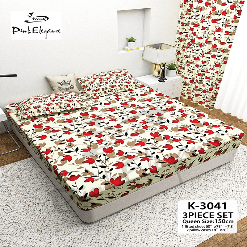 3 in 1  Bed sheet Cotton Full Garterized Fitted Bedsheet with 2 pcs Pillow case - Image 6