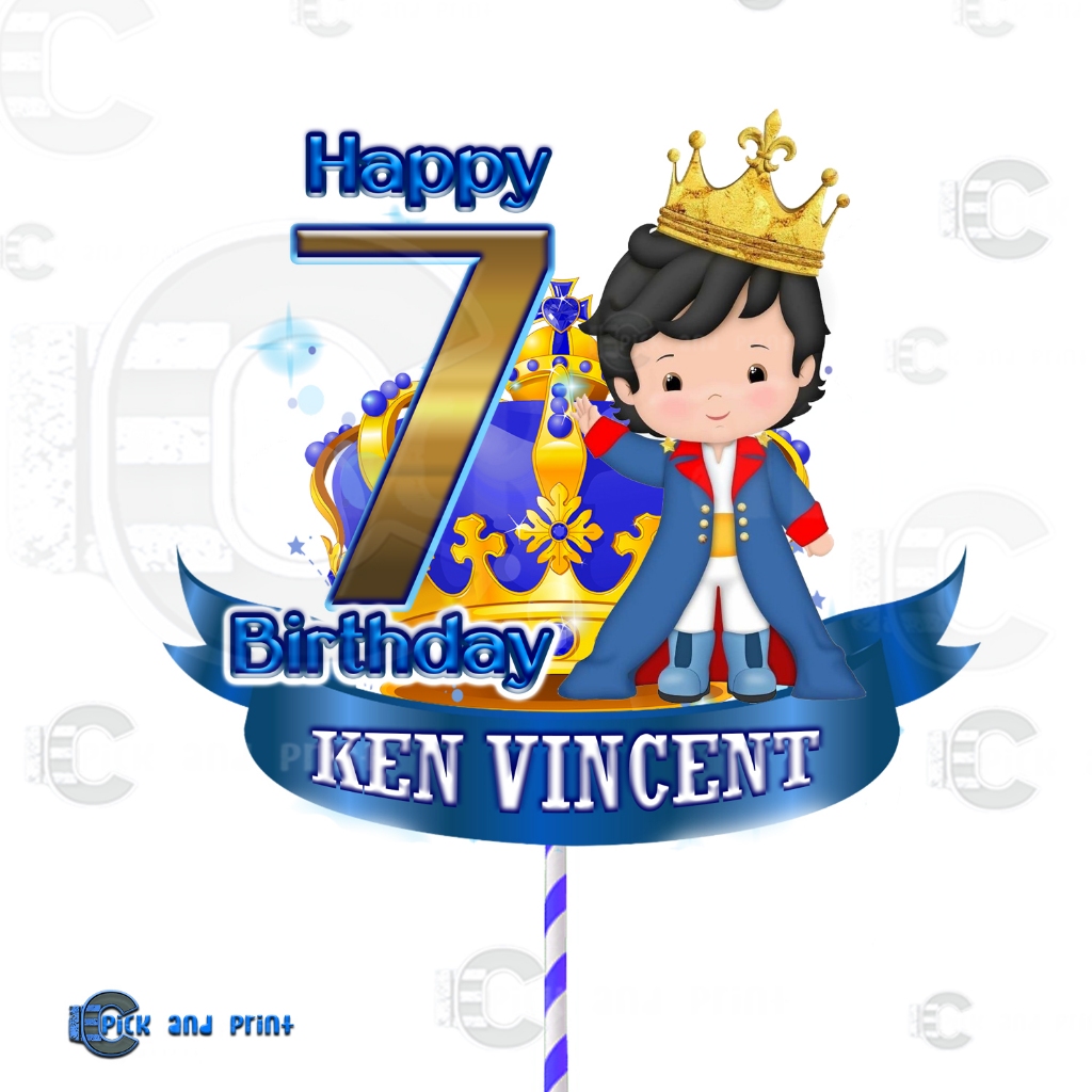 Personalized / Customized Royal Prince Theme Cake Topper for DIY Party Decorations party Supplies