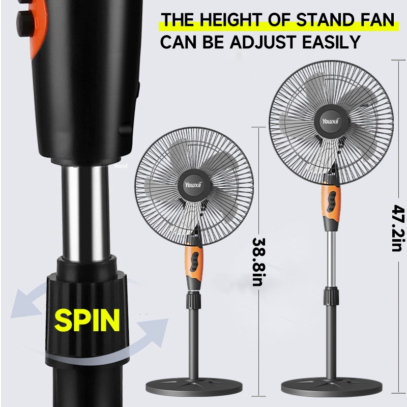 Yowxii Powerful 1-2 Pcs Electric Fan Stand Fan 16 Inch 3 Speed Wall Fan Strong Wind Energy Saving - Image 8