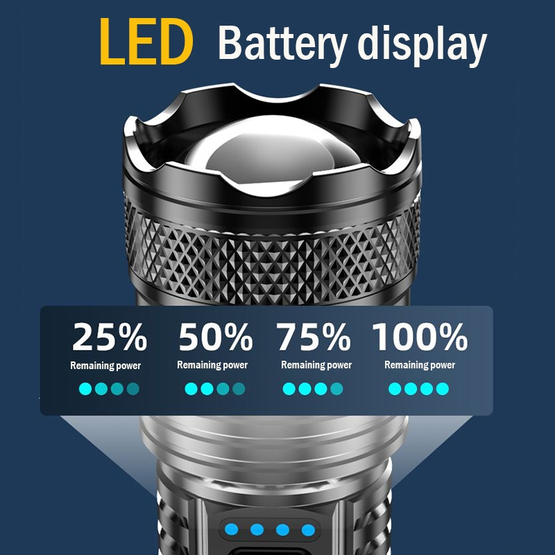 LED Flashlight rechargeable waterproof heavy duty XHP50 Zoomable Headlight flashlight Camping 1000m - Image 4