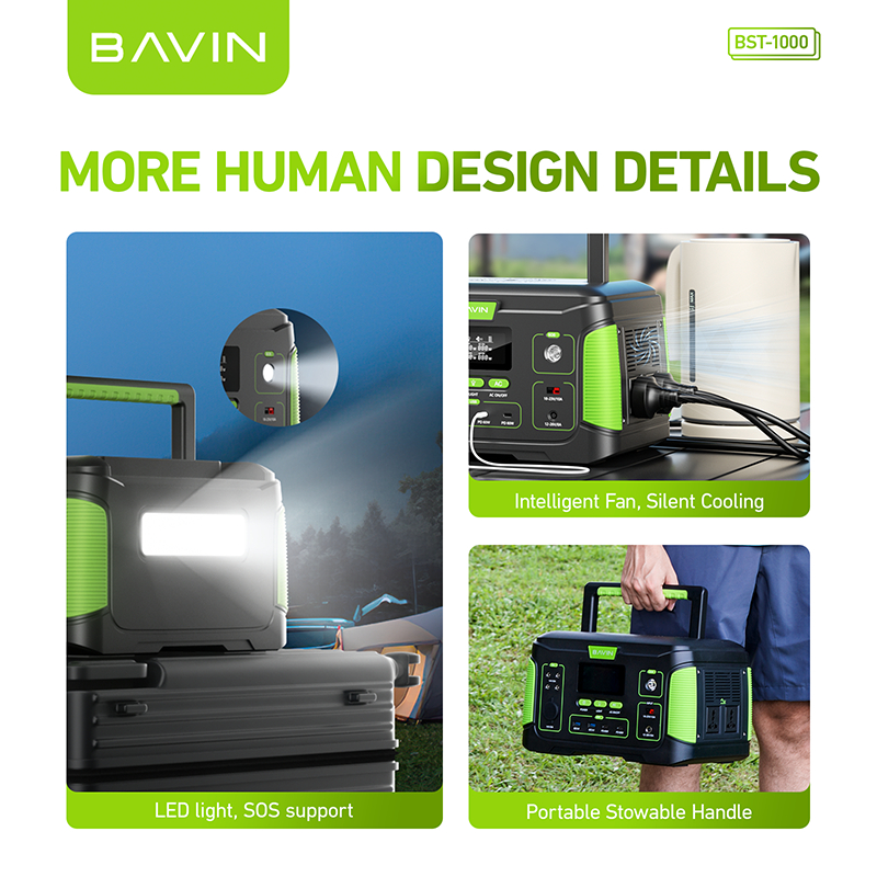 BAVIN BST1000 1000W 218400mAh/ 650W 171600mAh /300W 72800mAh Power Station W/ Solar Panel Input — view 6