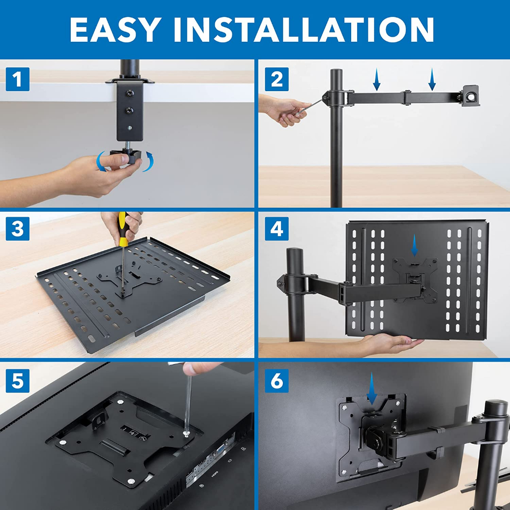 Inplay KMT-4 Monitor Stand With Laptop Tray Dual Arm Desk Mount Fully Adjustable Monitor Mount - Image 7