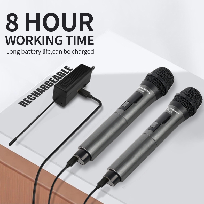 RAYHAYES Professional Wireless Microphone UHF Handheld Rechargeable Dynamic Microphone For Karaoke - Image 5
