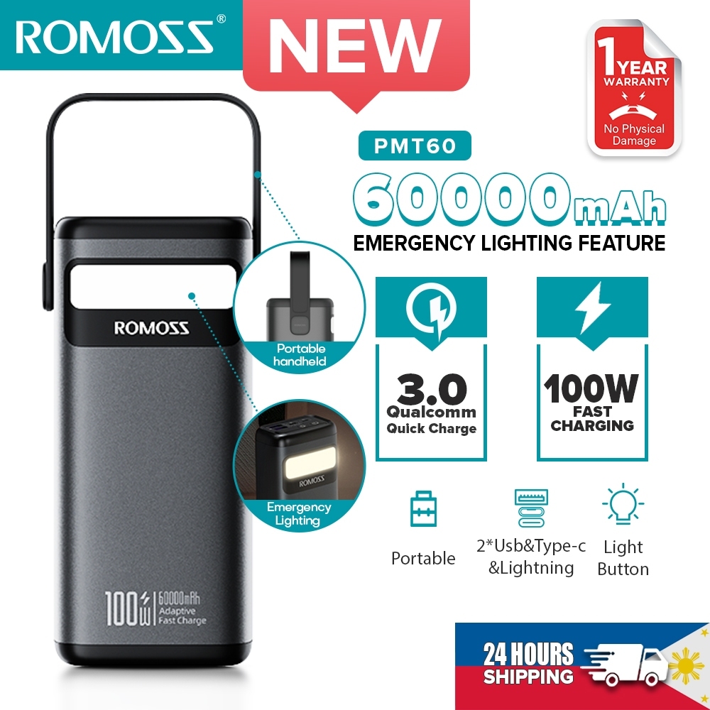 Romoss PMT60 60000mAh 100W Led Display Fast Charging Powerbank with Emergency Lighting - Image 2