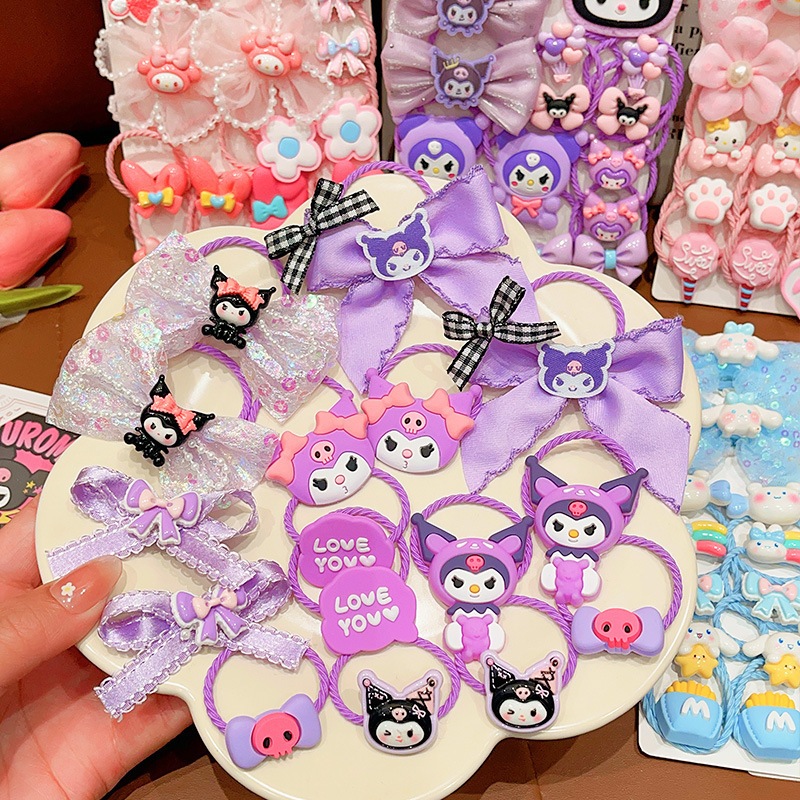 18Pcs Kawaii Sanrio Hair Ties Anime Hair Ring Ornaments Kuromi Cinnamoroll My Melody Hair Rope Clip - Image 5