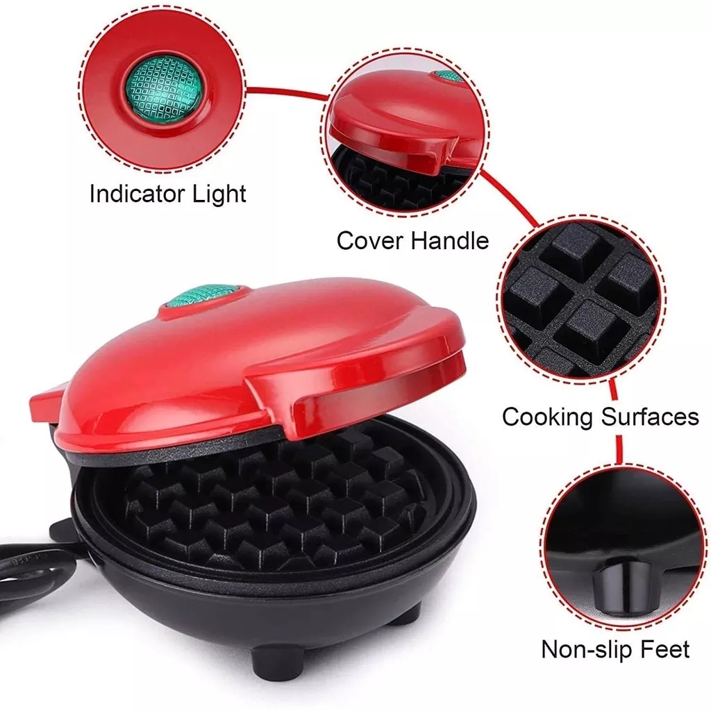 Mini Electric Waffle Maker Non-Stick Pan Circular Bakeware Pancake Cookies Breakfast Machine - Image 4