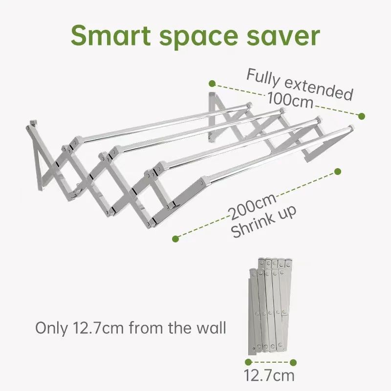 Retractable Foldable Sampaya Stainless Wall Mounted Clothes Drying Rack Hanger stand Clothes Rack - Image 8