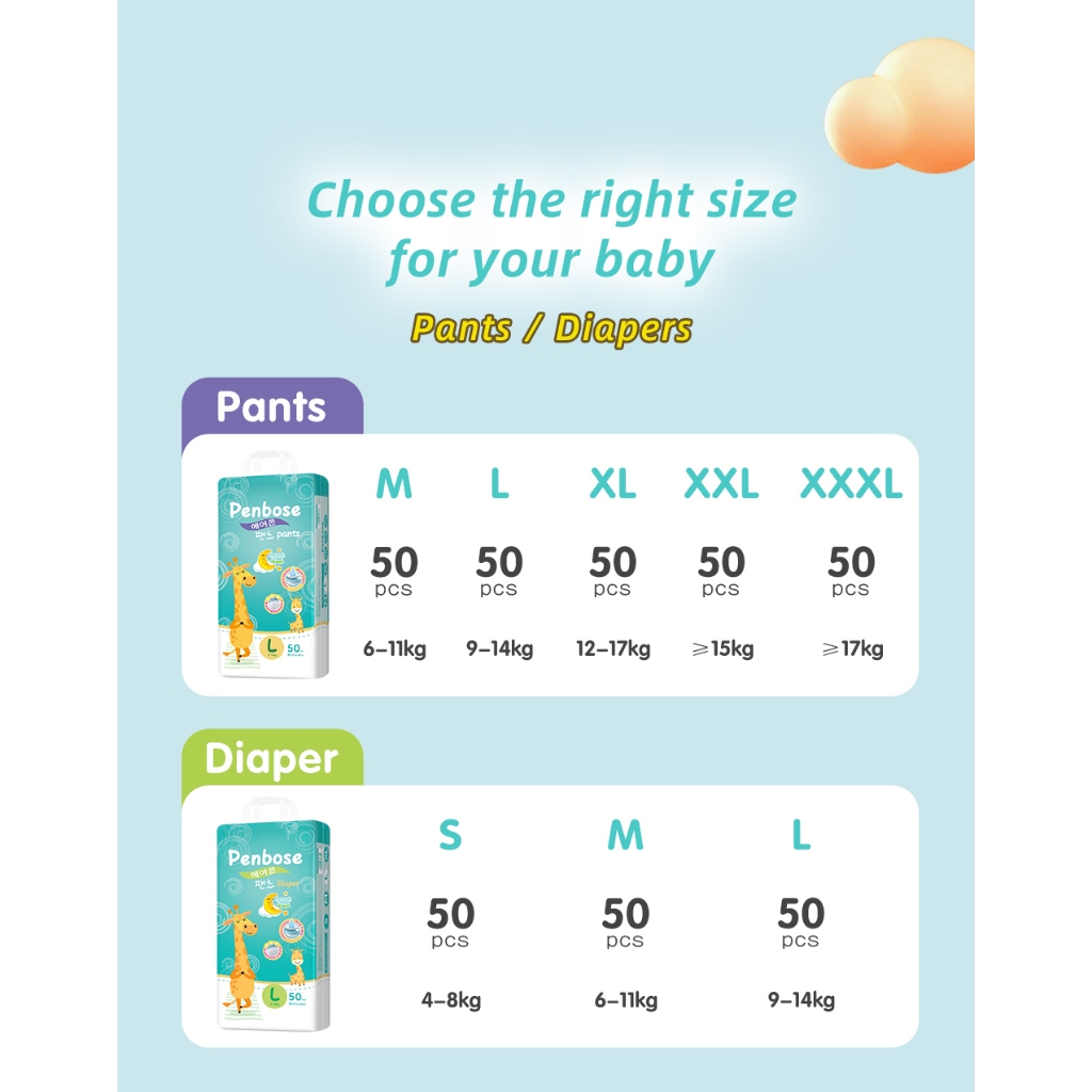 Penbose Baby Diaper or Pull Up Pants Tapes M/L/XL/XXL/3XL 50pcs diaper for Baby Unisex Ultra thin — view 8