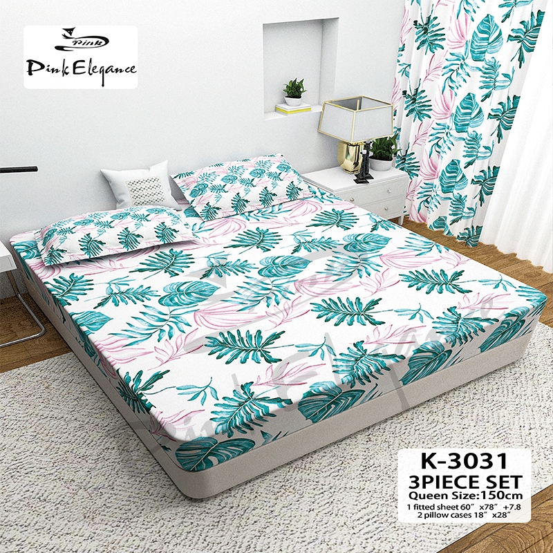 3 in 1  Bed sheet Cotton Full Garterized Fitted Bedsheet with 2 pcs Pillow case - Image 8