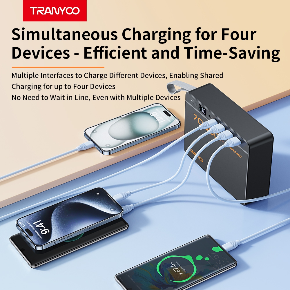 Tranyoo F17 70000mAh 22.5W Powerbank Original Super Fast Charging 2 Input 4 Output High Capacity - Image 6
