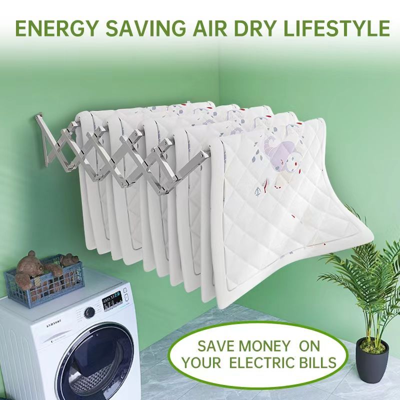 Retractable Foldable Sampaya Stainless Wall Mounted Clothes Drying Rack Hanger stand Clothes Rack - Image 4