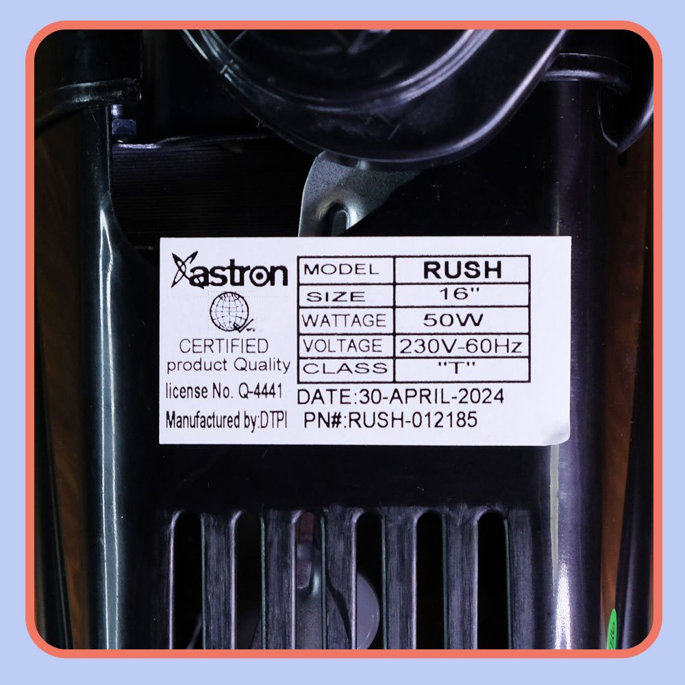 Astron MIRAGE 10" Industrial Floor Fan - Black | 45W | Metal Blade | Electric Fan | Compact Design - Image 6