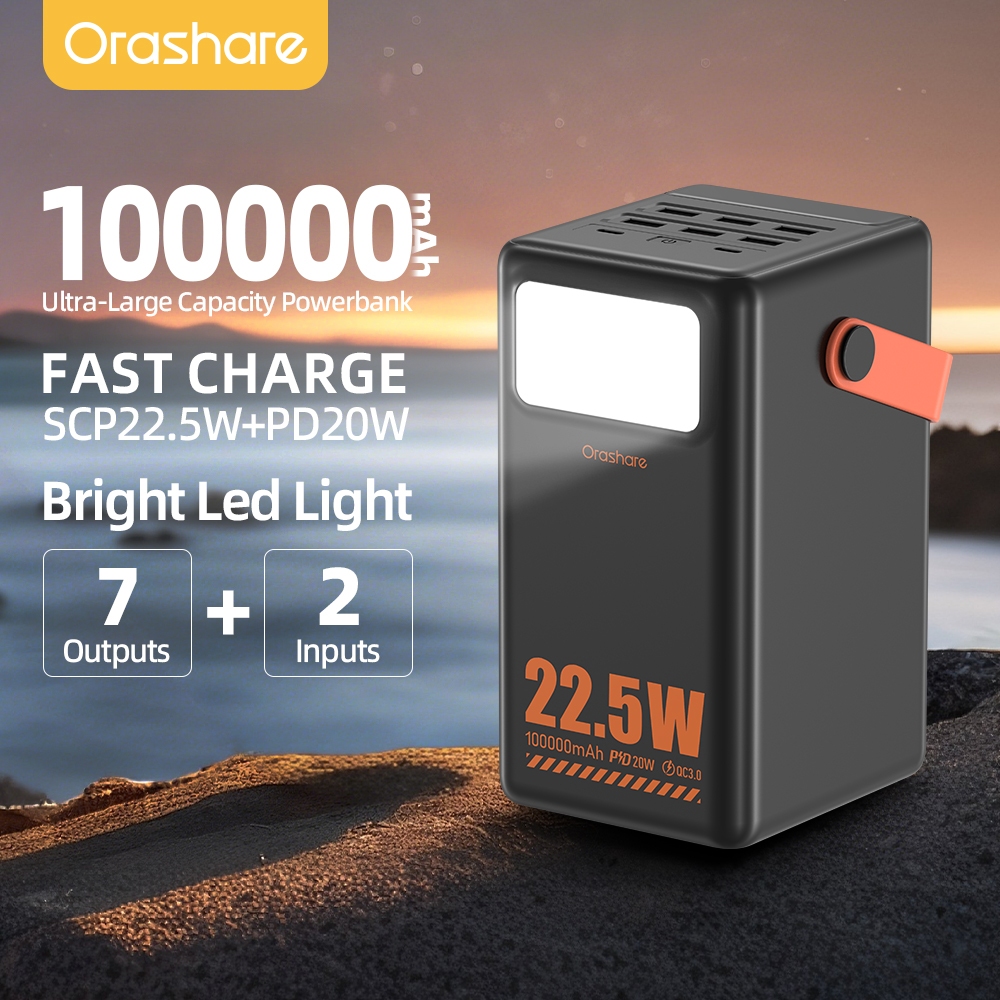 Orashare OL100Pro Powerbank 100000mAh  Ultra-Large Capacity Power Bank 22.5W Super Fast Charging