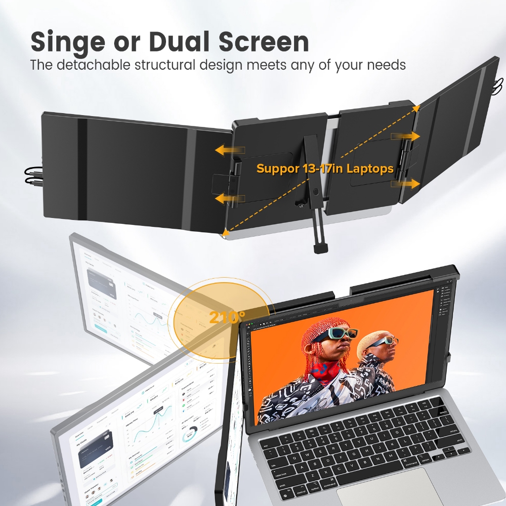 UPERFECT Portable Monitor 14 inch 2K Dual Screen Monitor IPS LCD 8Bit  for Laptop/PC/Work/Gaming - Image 4