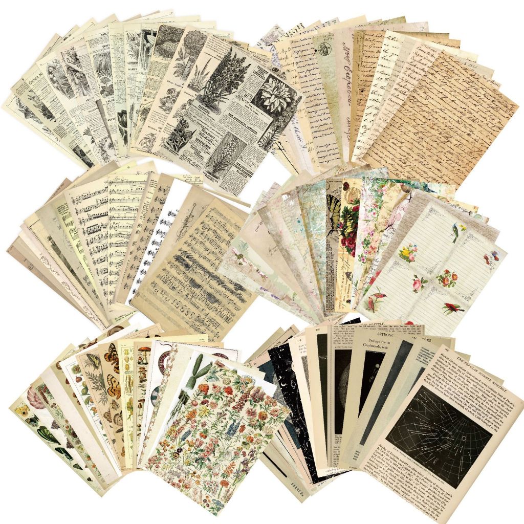 Vepoty 12 Sheets Scrapbooking Paper Pad Vintage Journaling Craft Paper Background Art Paper Diy Decorative Card Making Supplies