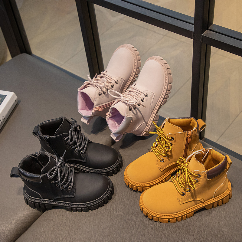 JUSTSL Fashion Children's Short Boots Korean Version Boots Lace-Up Leather Boots 6-10 yearold - Image 6