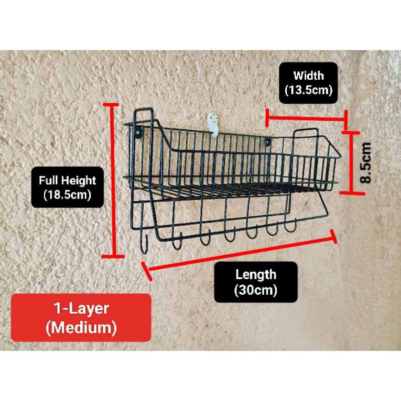 (1 layer/ 2 layer)  Kitchen Utensils Storage Organizer Rack w/Hook