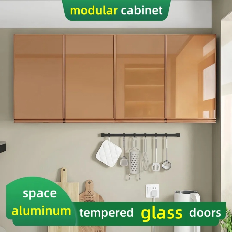 Aluminum Kitchen Cabinet Wall Mounted Glass Pantry Hanging Cabinet Wall For Kitchen Bedroom Storage - Image 6