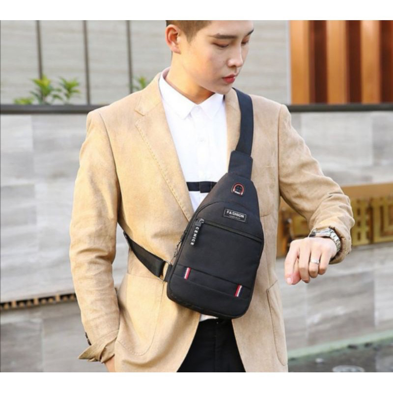 Small Sling Bag Crossbody Chest Shoulder Water Resistant Travel Bag for Men Women Boys With Earphone - Image 5