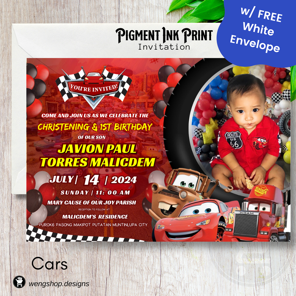 Disney Cars 1st Birthday And Christening Invitation Free Disney Car