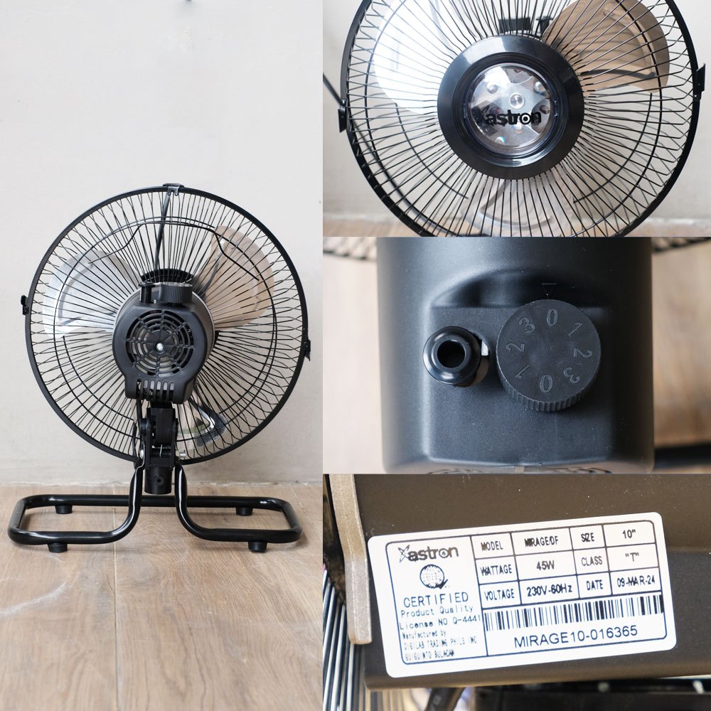 Astron MIRAGE 10" Industrial Floor Fan - Black | 45W | Metal Blade | Electric Fan | Compact Design - Image 4