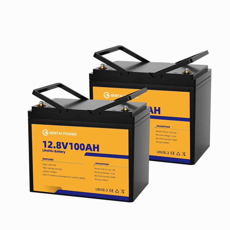【2 Pack】GENTAI POWER 12V 100AH Mini Size Group LiFePO4 Lithium Battery with BMS Up to 6000 Cycles — view 4