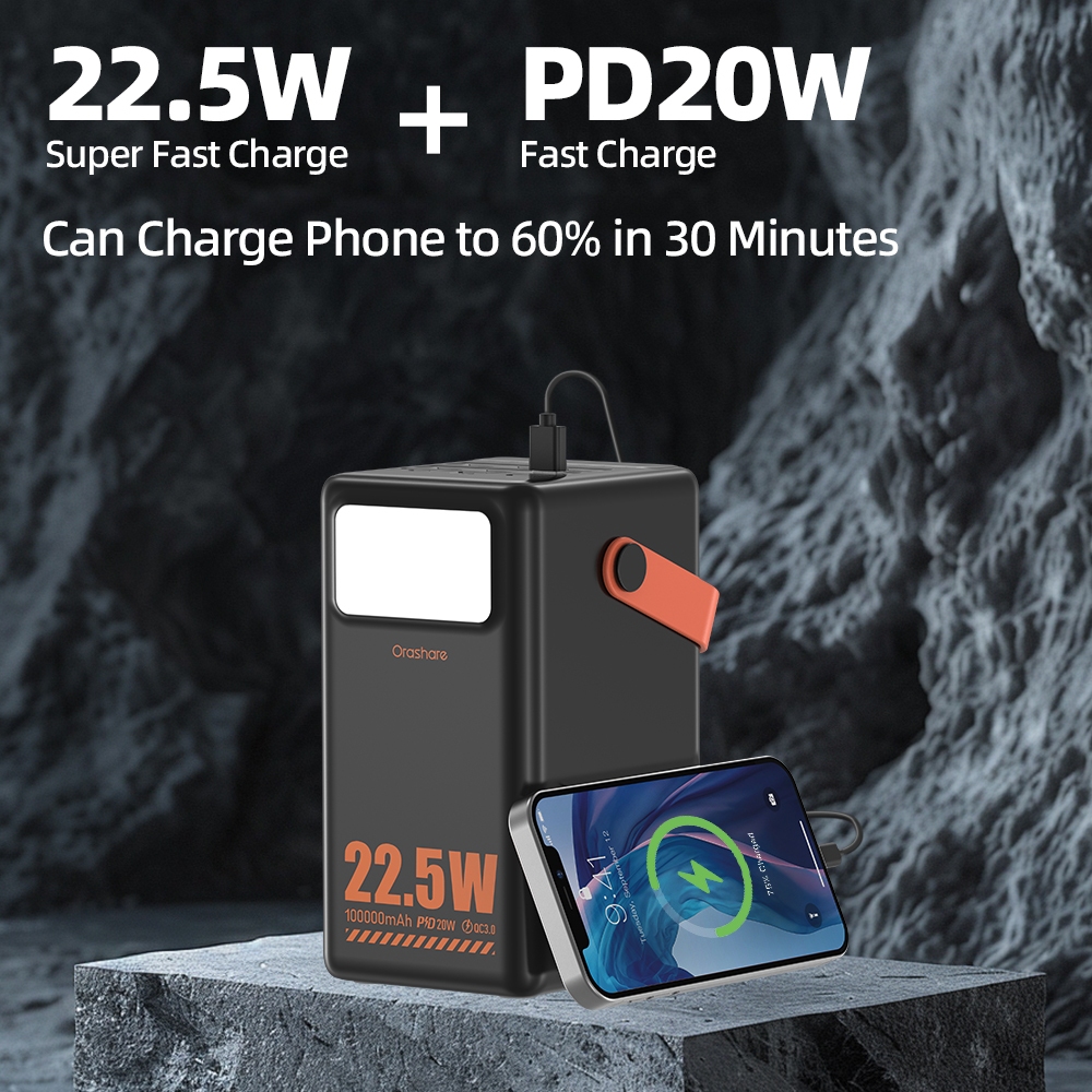 Orashare OL100Pro Powerbank 100000mAh  Ultra-Large Capacity Power Bank 22.5W Super Fast Charging - Image 2