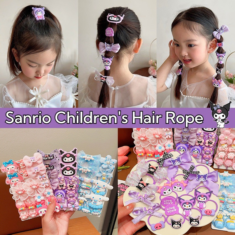 18Pcs Kawaii Sanrio Hair Ties Anime Hair Ring Ornaments Kuromi Cinnamoroll My Melody Hair Rope Clip - Image 4