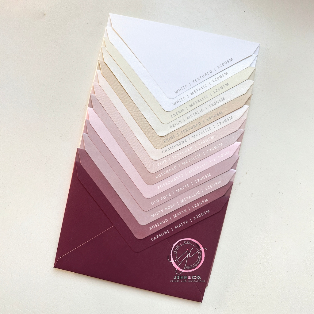 Envelopes — Peach, Pink, Blush, Rosegold, Old Rose, Cinnamon
