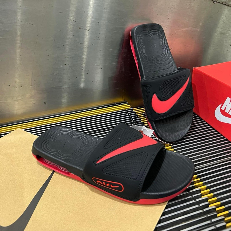 Nike slippers red and black hotsell