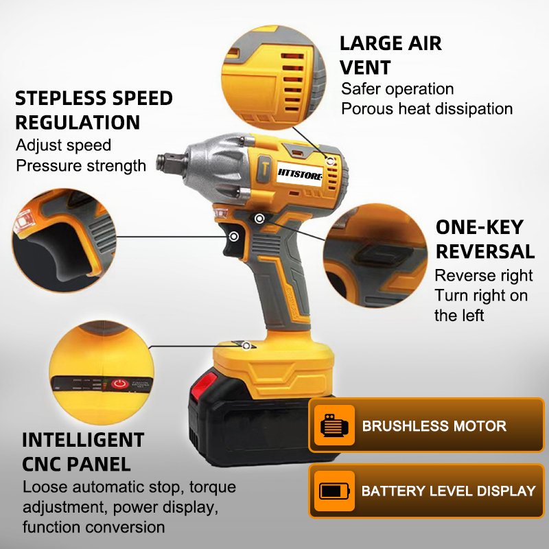 HTT Impact Wrench Electric Cordless Ratchet Driver With Batteries Powerful Rechargeable — view 7