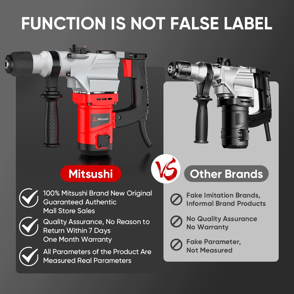 [ Free 5 Drill Bits] Mitsushi MDC2926A 1050W Rotary Hammer Drill Chipping Gun/Chipping Jack Hammer - Image 5